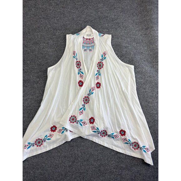 Paparazzi Sleeveless Cardigan Women's L White Blue Pink Floral Embroidered Vest - Picture 1 of 7